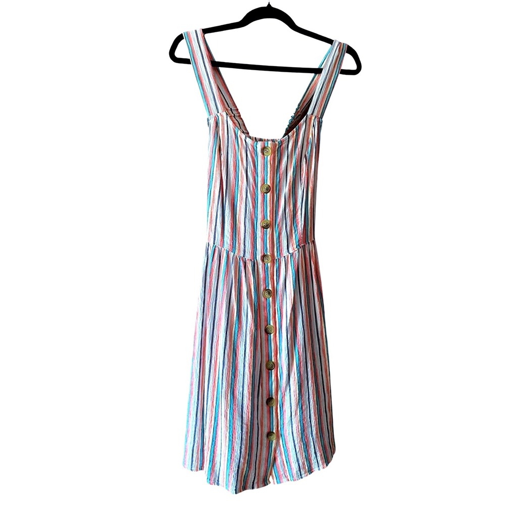 SO Striped Midi Dress in White, Blue, Pink & Red
